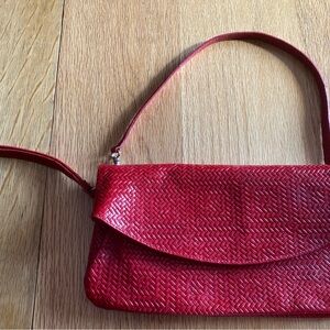 Chic Red Woven Clutch